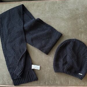 Calvin Klein Dark Knit Scarf and Hat Set